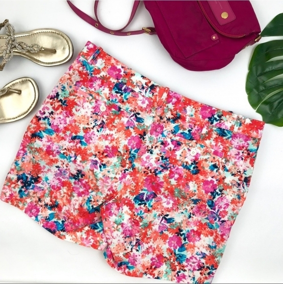 🌺 J.Crew Watercolor Floral Flat Front Shorts – Womens Size 0 – Resort Vacation - Picture 5 of 17
